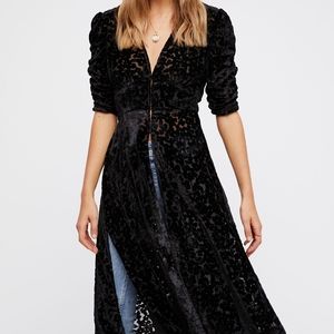 Free People Velvet Maxi Duster Robe Kimono dress